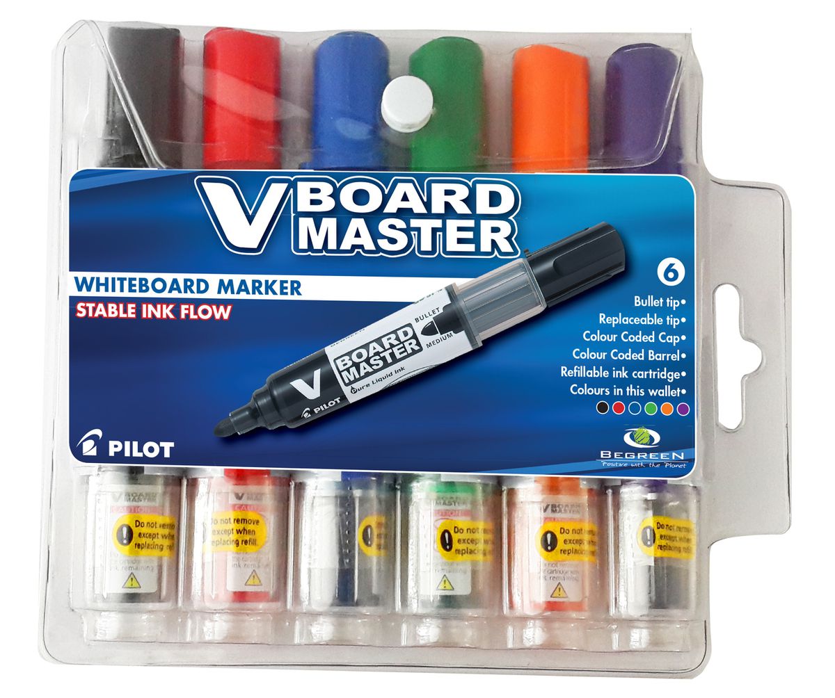 Pilot WBMA V Board Master Wallet of 6 | Whiteboard Pens