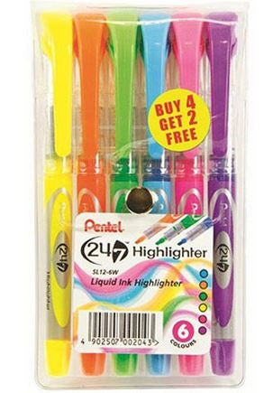 Pentel SL12 Liquid Highlighter Wallet 6
