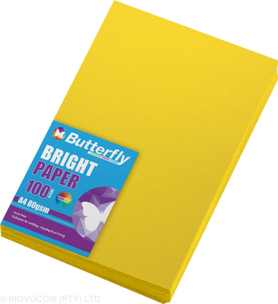 PAPER - A4 80gsm BRIGHT - PACK OF 100 Yellow