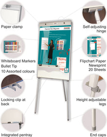 Parrot Flipchart Non Magnetic 1000mmx640mm Retail (White Board Markers+Flipchart Pad Included)