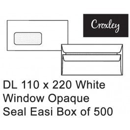 Croxley Envelopes Dl 110x220 Window Seal Easi Opaque - Enb92seww