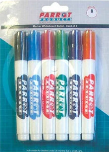 Parrot Marker Whiteboard Bullet Carded 6 | Whiteboard Pens