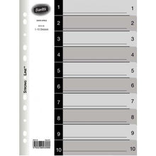 Bantex A4 10 Div 1-10 Index Grey | File Dividers and Indices - PVC