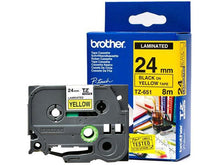 Brother TZ651 24mmx8m Black On Yellow Tape | Brother Tape