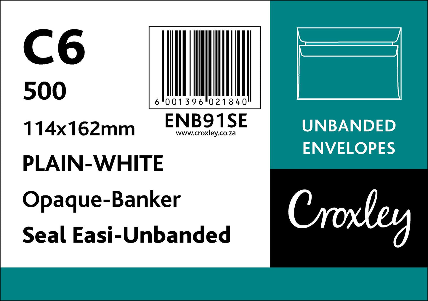 C6 Croxley White Seal Easi Unbanded 114x162