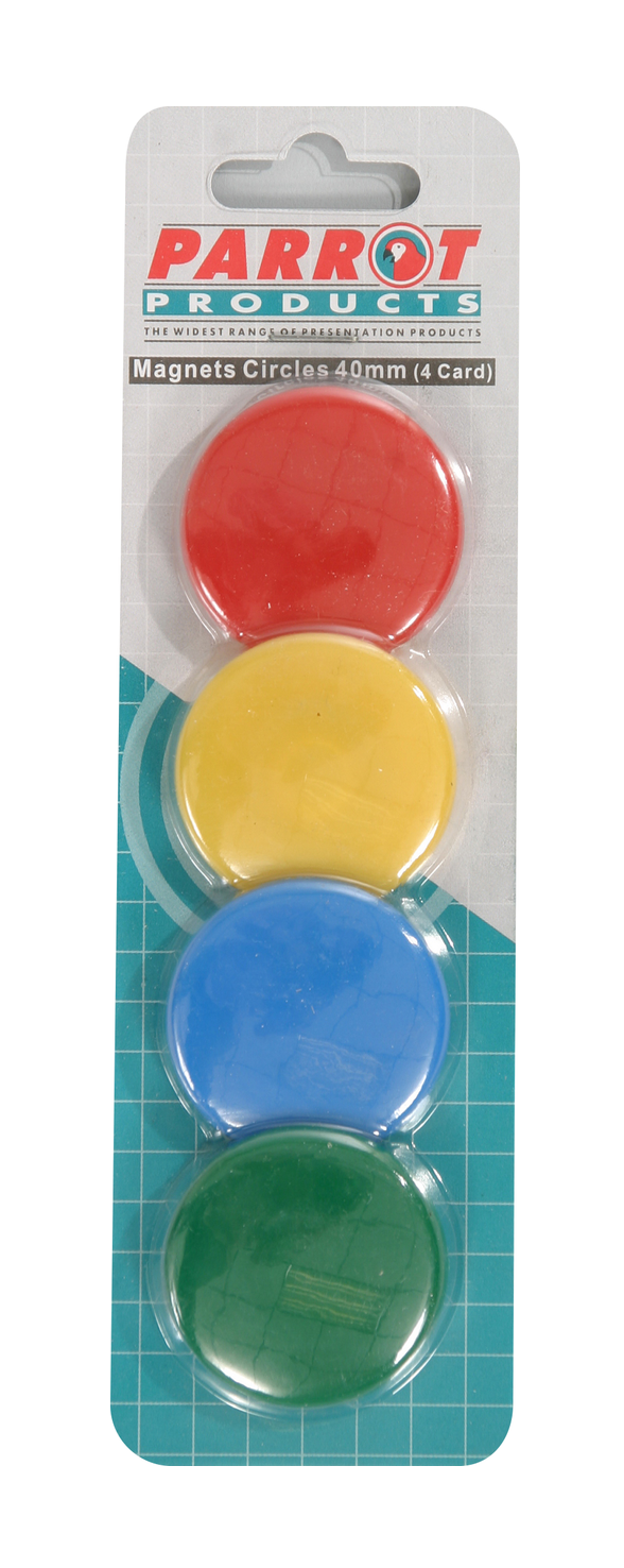 Parrot Magnets Circle 40mm (4-Card) Assorted