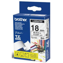 Brother TZ141 18mmx8m Black On Clear Tape