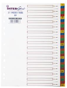 A4 PVC Index Colour 1-31 Division