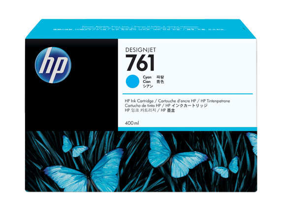 HP 761 400ML Cyan Ink Cartridge/Designjet T7100