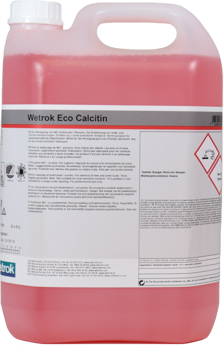 SANITISER ECO CALCITIN WETROK 5L BOTTLE(TOILET AND SURFACE CLEANER) | Cleaning Materials