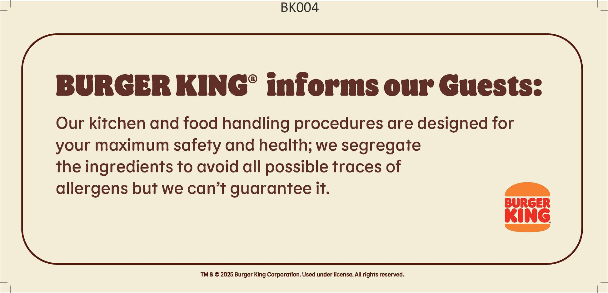 Allergen Decal 420mm X 195mm - 1 Label per sheet | Instruction Labels