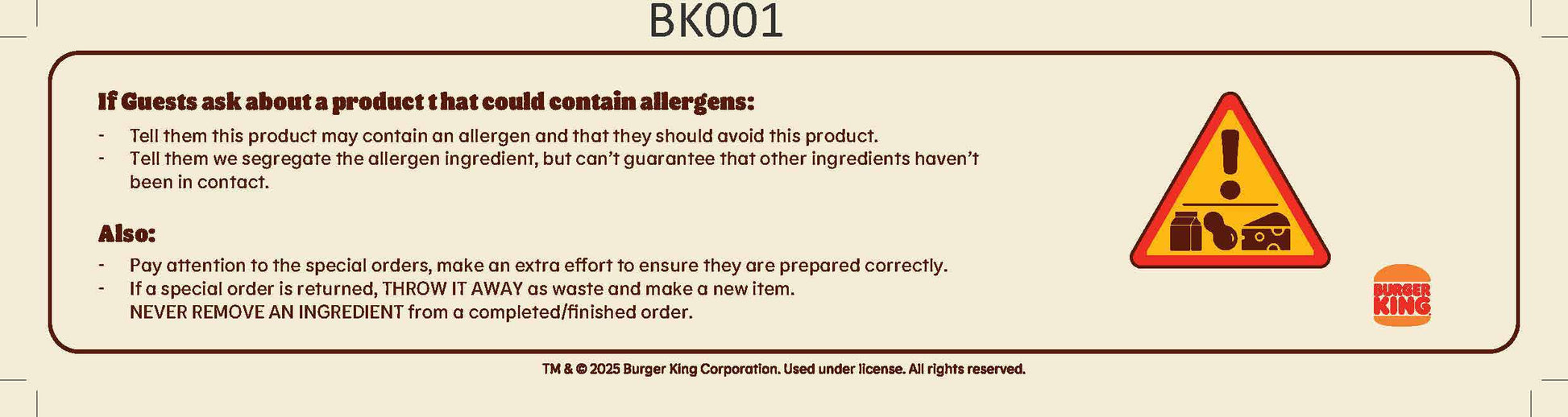 Allergen Decal 300mm x 69mm - 1 Label per sheet | Labels
