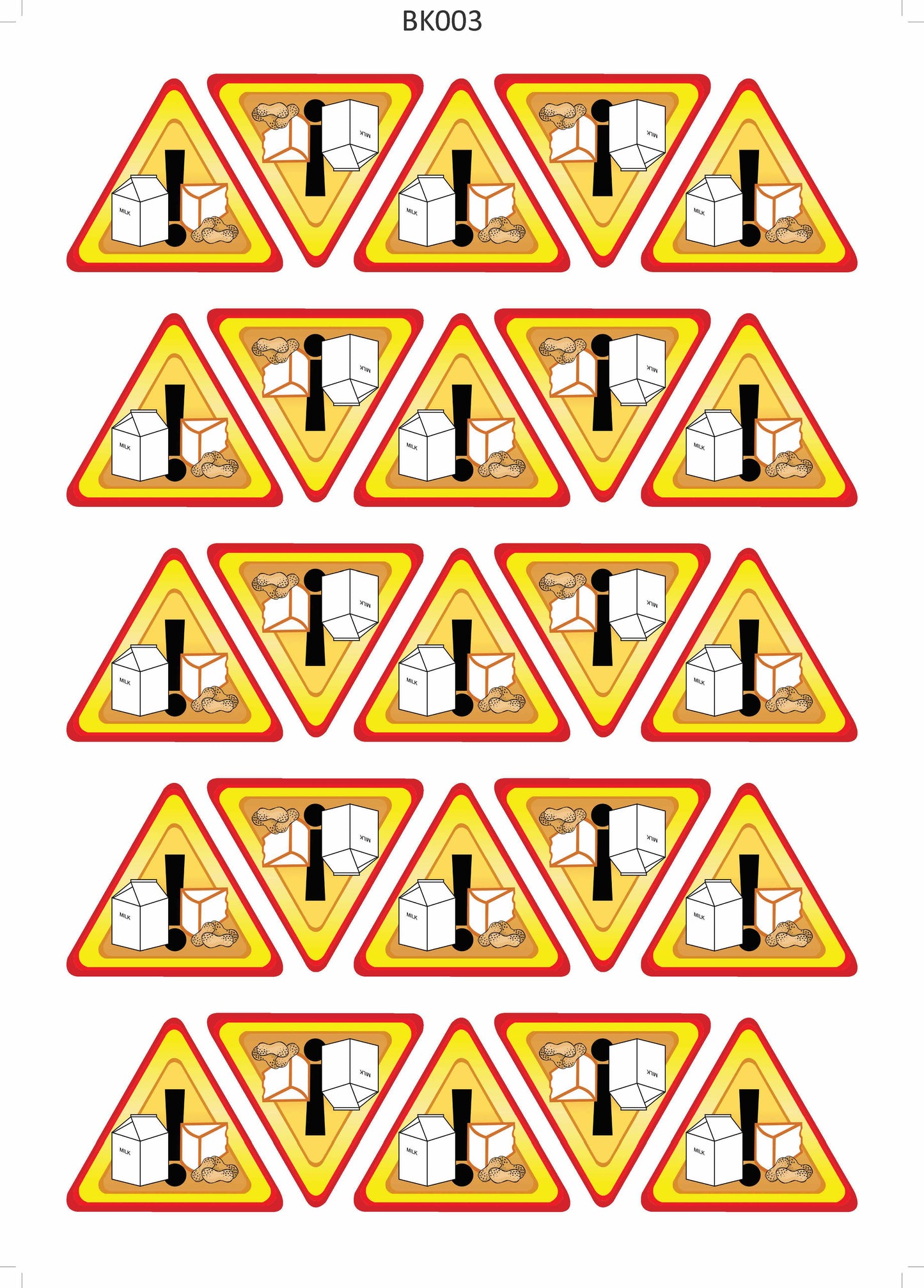 Allergen Decal Step repeat on 80mm x 80mm Step repeat on A3 - 15 Labels per sheet | Labels