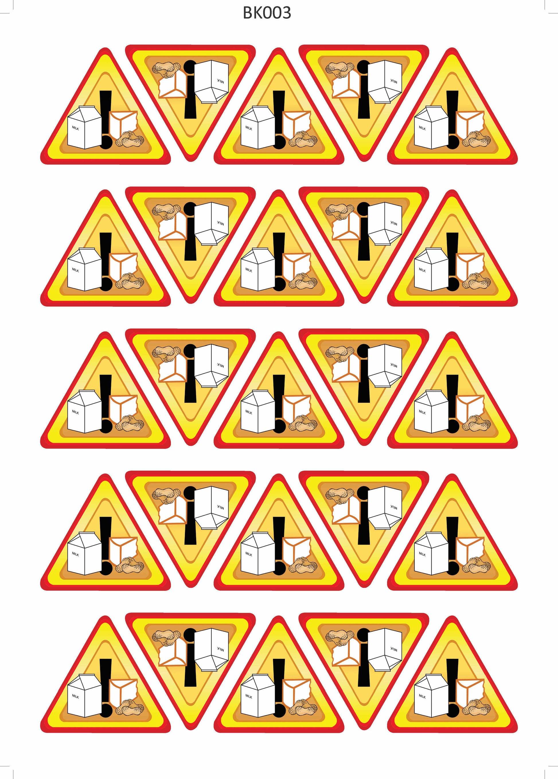 Allergen Decal Step repeat on 80mm x 80mm Step repeat on A3 - 15 Labels per sheet | Labels