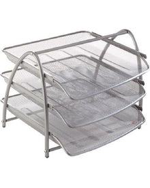ALBA DOCUMENT TRAY 3 TIER METALLIC GREY | Letter Trays