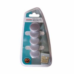 MAGNETS CIRCLE EXTRA STRONG 30mm (5/CARD) WHITE | Magnets