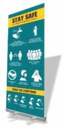 Covid19 Pull Up Banner with Print - Roll up banner sizing of 850*2000mm | PPE