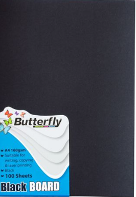 Butterfly A4 160gsm Bright Black Pack 100 | Project Board
