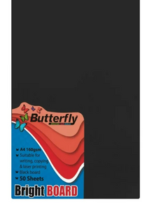 Butterfly A4 160gsm Bright Black Pack 50 | Board Colours