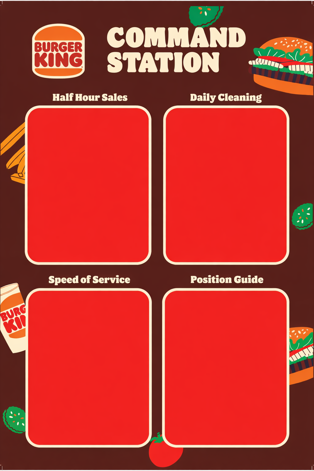 Command Station - Burger King ABS with 4 Snapper frames 600mm Width x 900mm Height