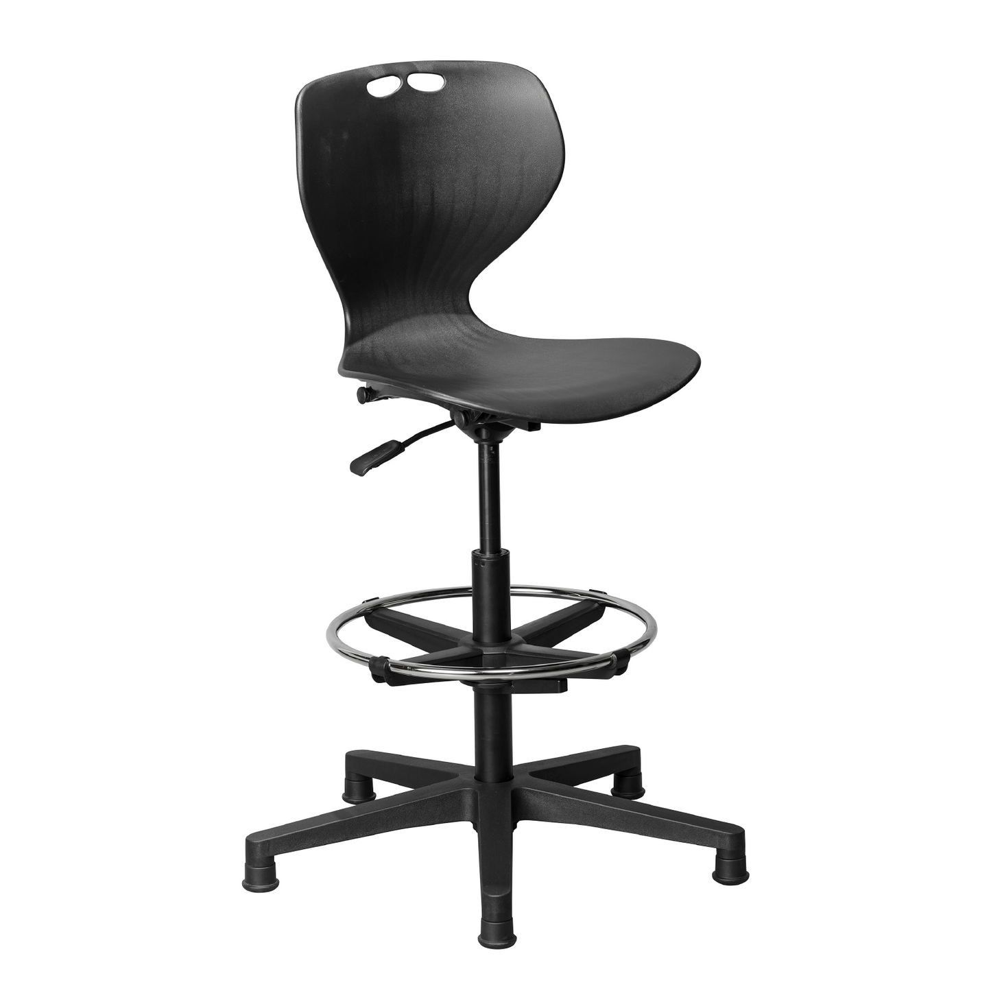 FORTE INDUSTRIAL HI REACH CHAIR WITH GLIDES BLACK | Chairs