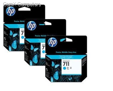 HP 711 3 PACK CYAN INK CARTRIDGES FOR DESIGNJET T120 (29ML) | Hewlett Packard Inkjet Cartridges Genuine