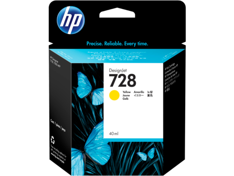 HP 728 YELLOW INK CARTRIDGE FOR T7 830 ( 40ML ) | Hewlett Packard Inkjet Cartridges Genuine