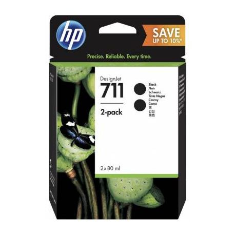 HP 711 80ML BLACK INK 2 PACK | Hewlett Packard Inkjet Cartridges Genuine