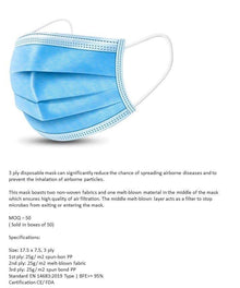 3 PLY DISPOSABLE MASKS -BOX OF 50 | PPE
