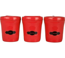 Otima Plastic Tea Coffee & Sugar Container  - 900 ml (Pack of 3, Red) | Kitchen Utensils
