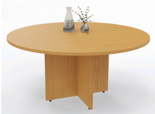 Round 6 Seater meeting table 1500mm dia Oak melamine top on X base