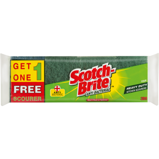 Scotch-Brite Heavy Duty Anti Bacterial Scourers 4 Pack | Cleaning Materials