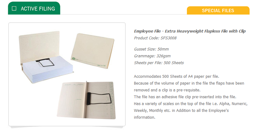 SFS Employee no flap/with clip (320gsm/50mm gusset | Top Retrieval System - Files