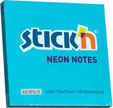 Stick n Notes 76x76 Neon Blue | Adhesive Note Pads