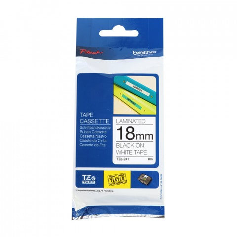 Brother TZ241 18mmx8m Black On White Tape | Brother Tape