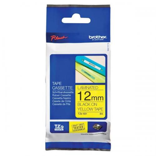 Brother TZ631 12mmx8m Black On Yellow Tape | Brother Tape