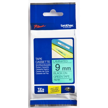 Brother TZE 721 Black On Green Tape 9mm | Brother Tape