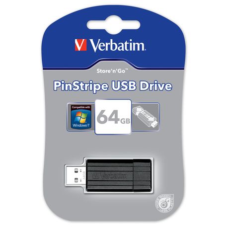 Verbatim Store and Go Hi Speed Pinstripe Black 64GB Flash Drive | Computer Media & Storage