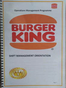 Incwadana yeBurger King SHIFT MANAGEMENT- BK20- FC (221 amaphepha (112 amaqweqwe)