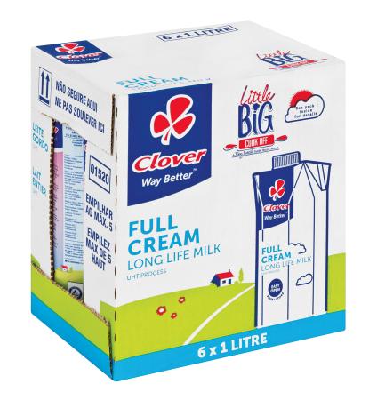 Clover Full Cream Milk 6X1L | Milk