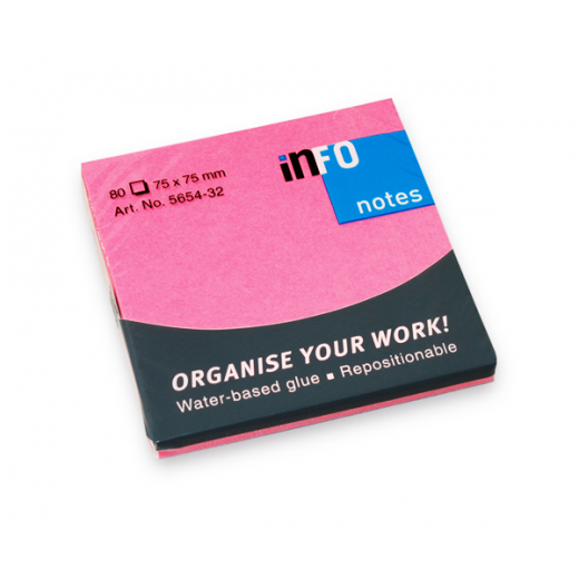 Info Notes 75x75 Bright Pink(80 Sheets)