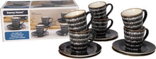 Danny Home Pack of 12 Ceramic  (Black, White, Cup and Saucer Set) | Kitchen Utensils