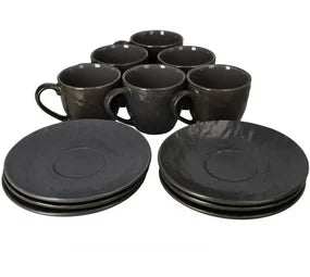 Classic Coffee Cup & Saucer Set Pack of 12 Ceramic Black | CANTEEN & JANITORIAL