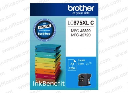 BROTHER LC675XLC HIGH YIELD CYAN INK CARTRIDGE FOR MFCJ2720 MFCJ2320 ( 1200 PAGE YIELD ) | Brother Toner Cartridges Genuine