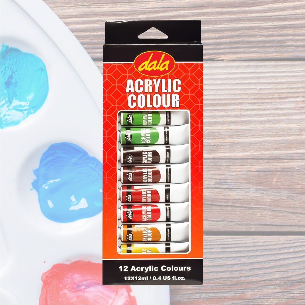 PAINT SET ACRYLIC COLOUR 12 X 12ML TUBES | Watercolour Paints