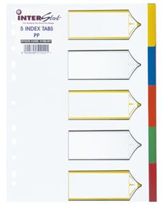 A4 PVC Index Colour 5 Tab