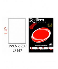 Redfern 1UP Laser Label (199.6mmx289.05mm) 7167 | Inkjet and Laser Labels
