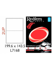 Redfern Laser Label 2UP (199.6mmx143.5mm) 7168 | Inkjet and Laser Labels