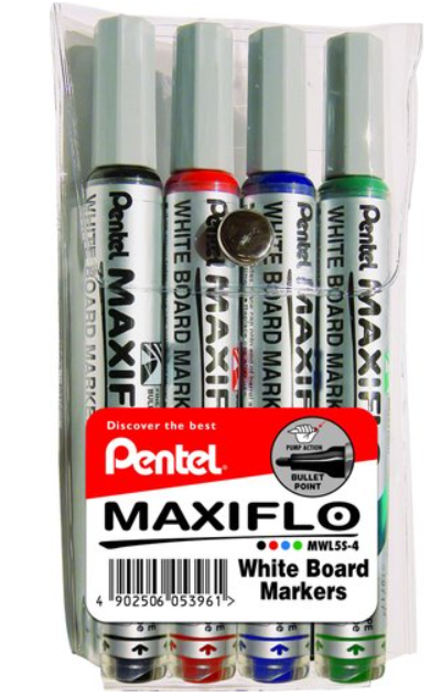 Pentel Whiteboard Marker 4 Colour | Whiteboard Pens