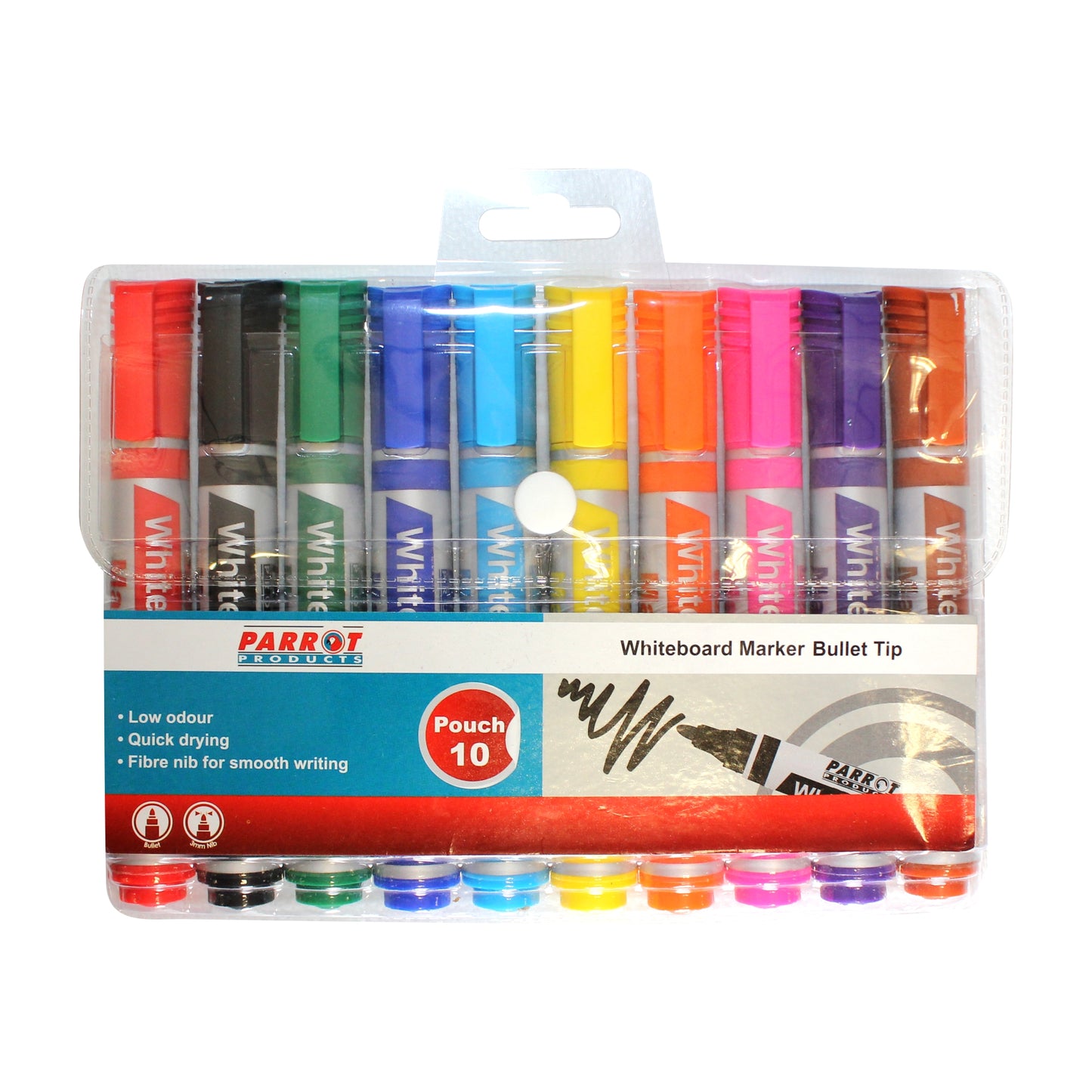 Parrot Marker Whiteboard Bullet Pack 10 Assorted | Whiteboard Pens